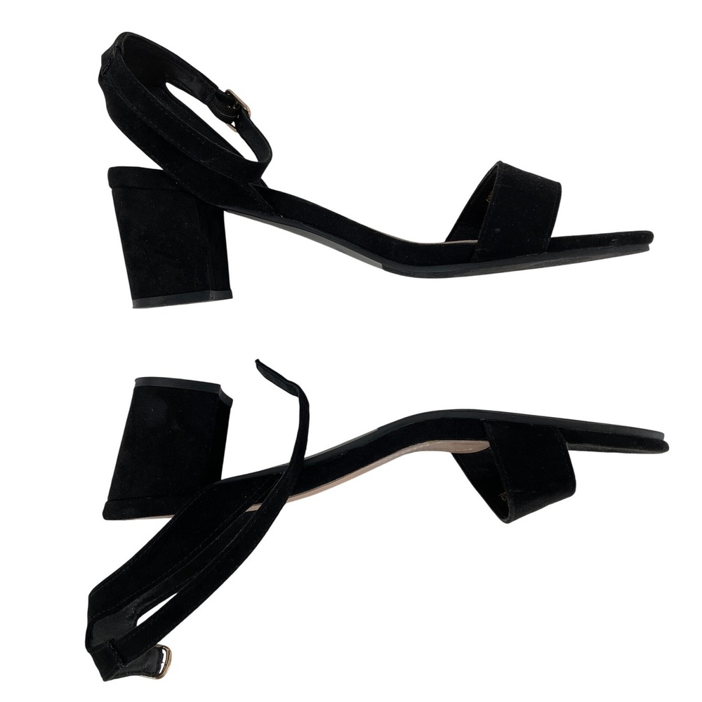 Dream Pairs Block Heel Sandals Womens 9 Black Faux Suede Ankle Strap Open Toe